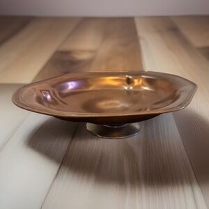 Vintage Copper Pedestal Tray/bowl, 2x8.5" Stamped "Viking Copper M.S.CO. 165".